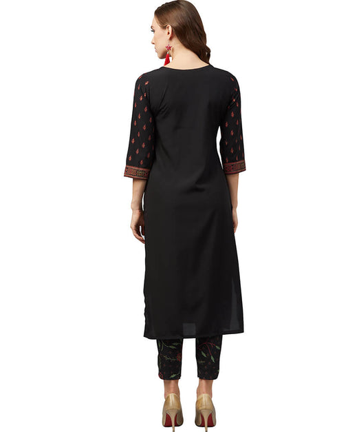 Black Crepe Pant Kurti Back View