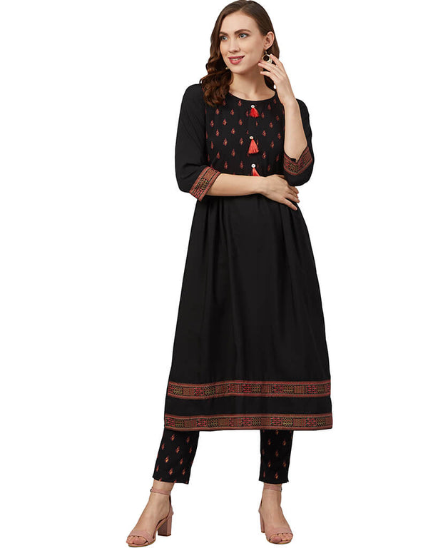 Black Crepe Pant Kurti