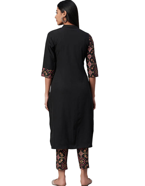 Black Crepe Pant Kurti Back View