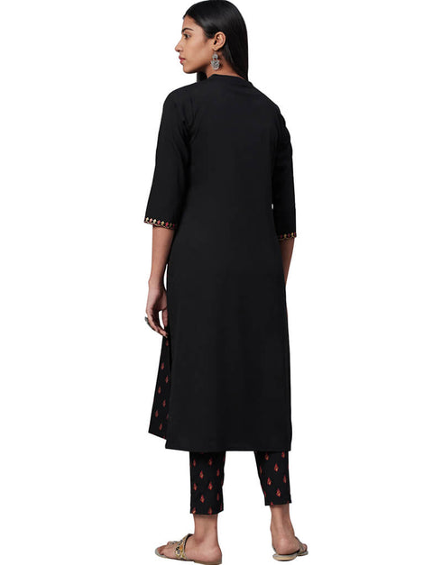 Black Crepe Pant Kurti Back View
