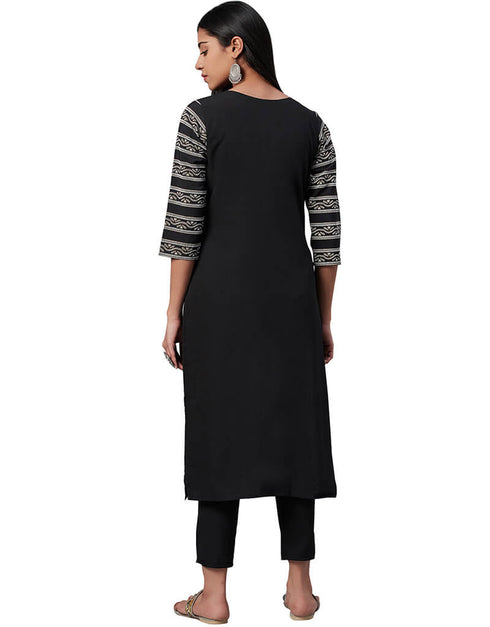 Black Crepe Pant Kurti Back View