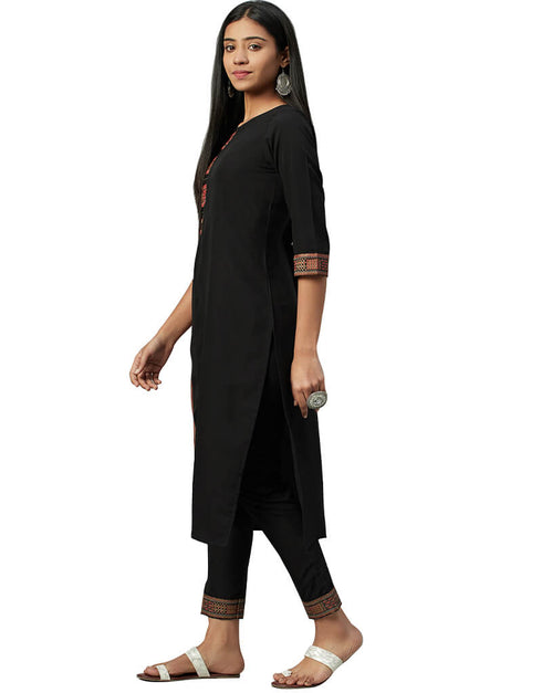 Black Crepe Pant Kurti Closure View