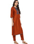Orange Poly Silk Pant Kurti Closure View