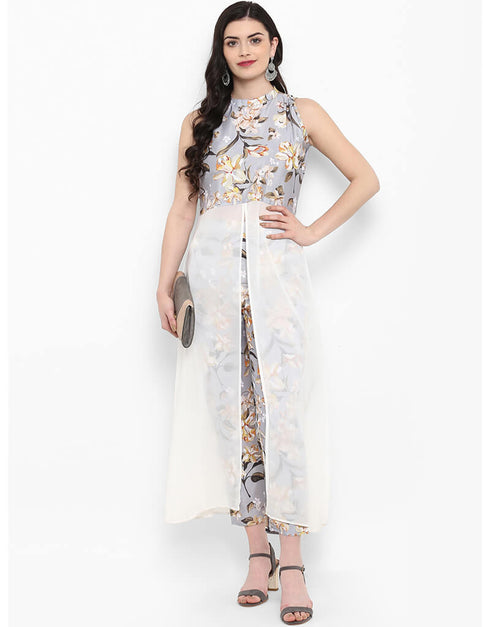 White Poly Silk Pant Kurti