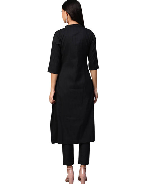 Black Poly Silk Pant Kurti Back View