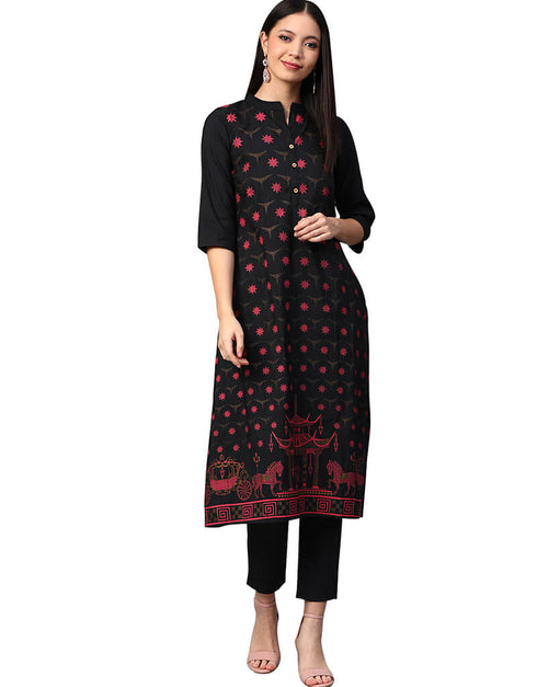 Black Poly Silk Pant Kurti