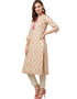 Beige Poly Silk Pant Kurti Closure View