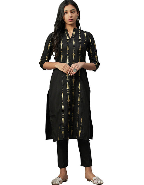 Black Poly Silk Pant Kurti