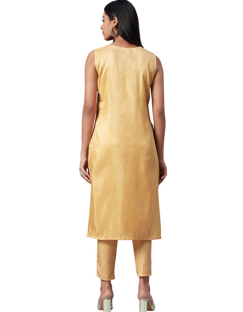 Orange Poly Silk Pant Kurti Back View