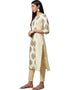 Beige Poly Silk Pant Suit Closure View