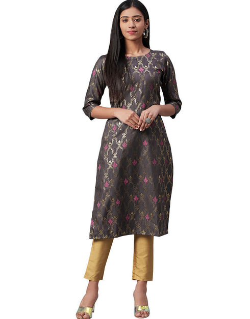 Grey Poly Silk Pant Suit