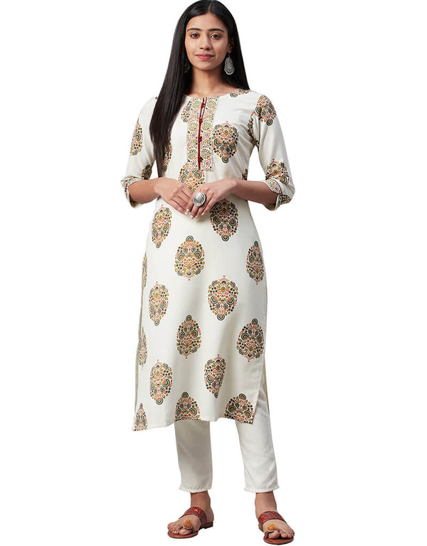 White Rayon Pant Suit