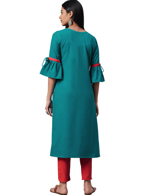 Blue Rayon Pant Suit Back View