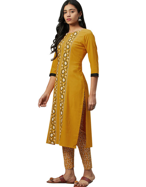 Yellow Rayon Pant Suit Closure View