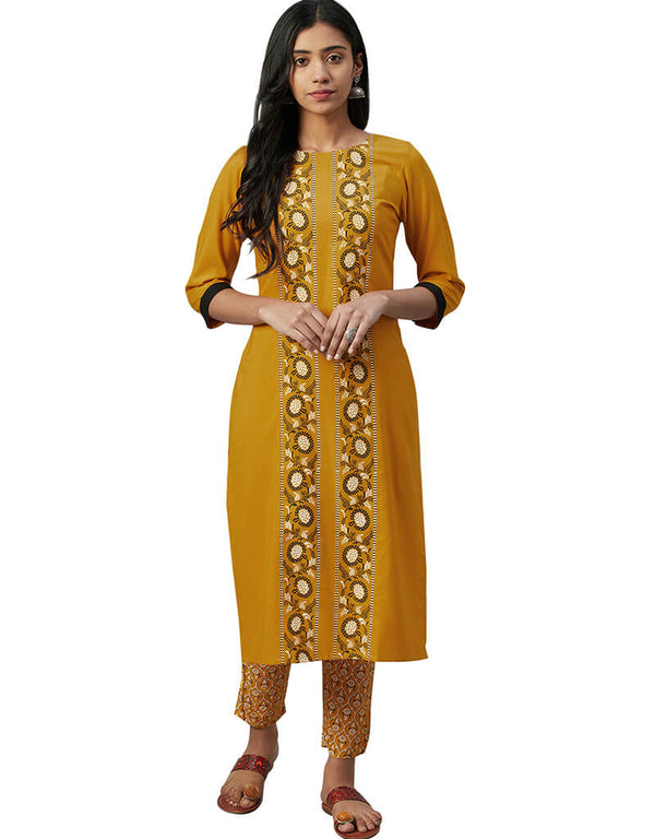 Yellow Rayon Pant Suit