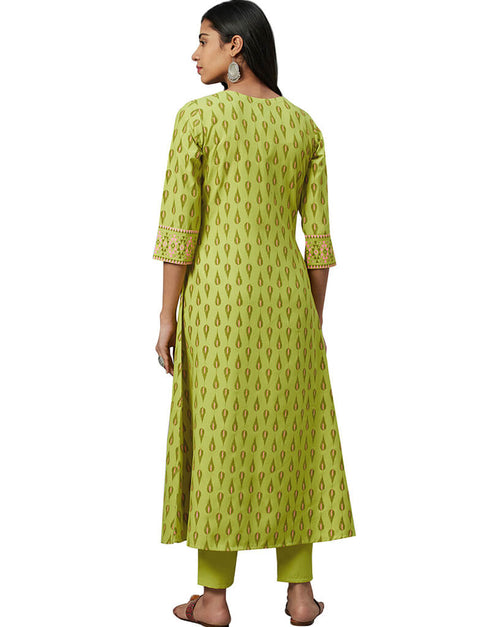 Green Rayon Pant Suit Back View