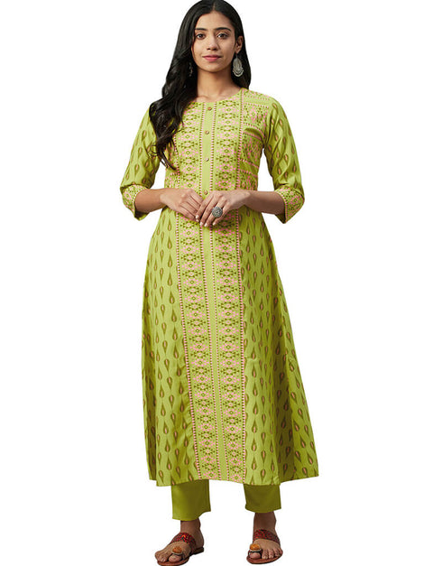 Green Rayon Pant Suit