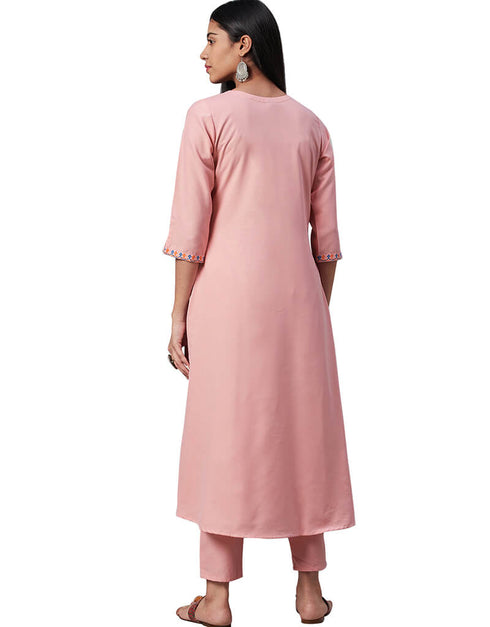 Pink Rayon Pant Suit Back View