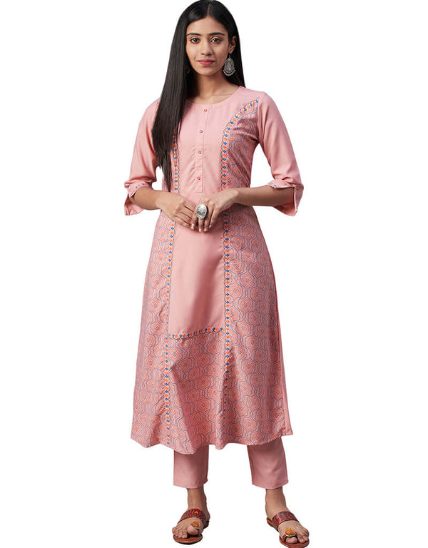 Pink Rayon Pant Suit