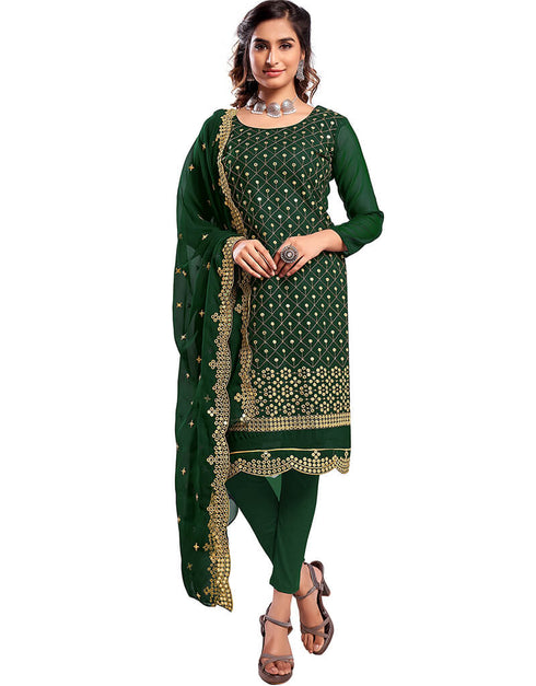 Green 60 Grm Georgette Chudidar Salwar Suit