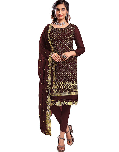 Maroon 60 Grm Georgette Chudidar Salwar Suit