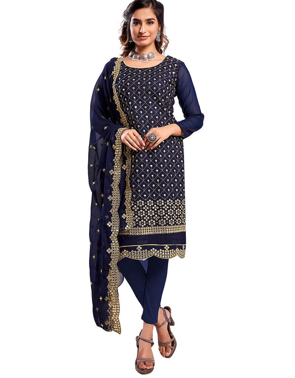 Blue 60 Grm Georgette Chudidar Salwar Suit