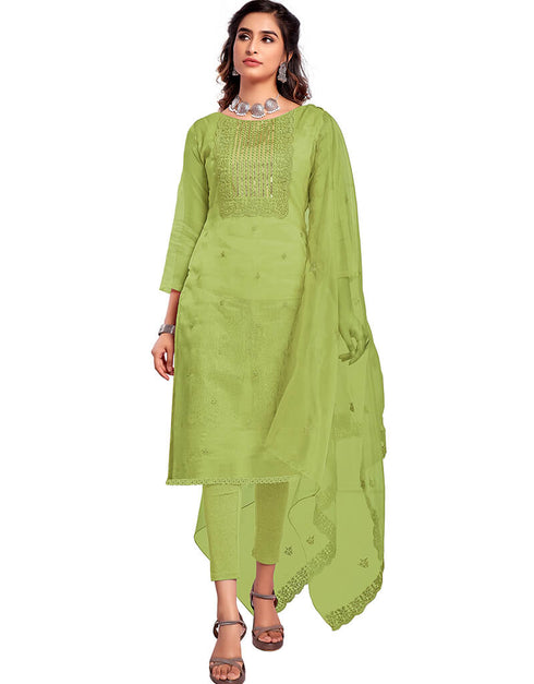 Green Organza Chudidar Salwar Suit