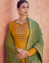 Yellow Tusser Satin Butti Pant Suit Closure View