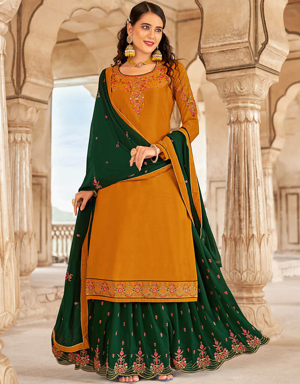Mustard Crape Lehenga Salwar Suit