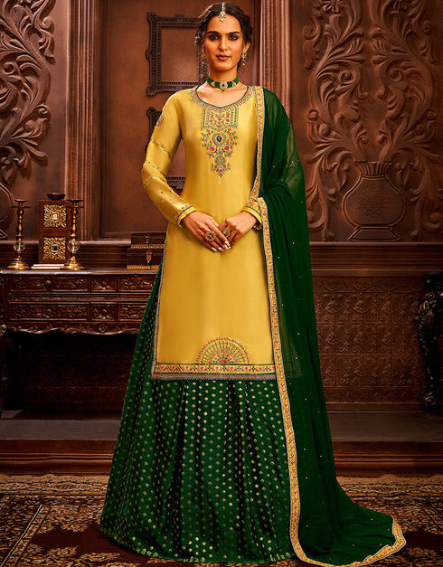 Light Mustard Modal Satin Lehenga Salwar Suit