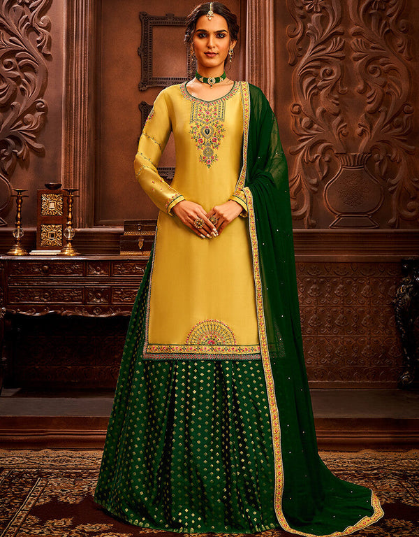 Light Mustard Modal Satin Lehenga Salwar Suit