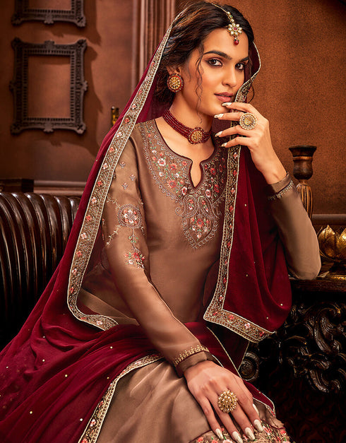 Coco Modal Satin Lehenga Salwar Suit Closure View