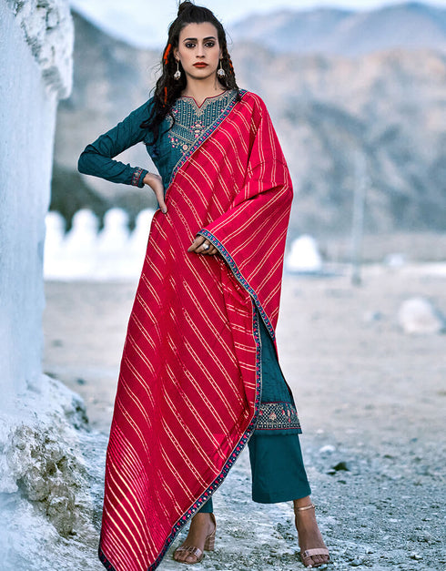 Blue Fancy Chinon Sequins Palazzo Salwar Suit