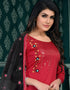Red Glace Cotton Chudidar Salwar Suit Closure View