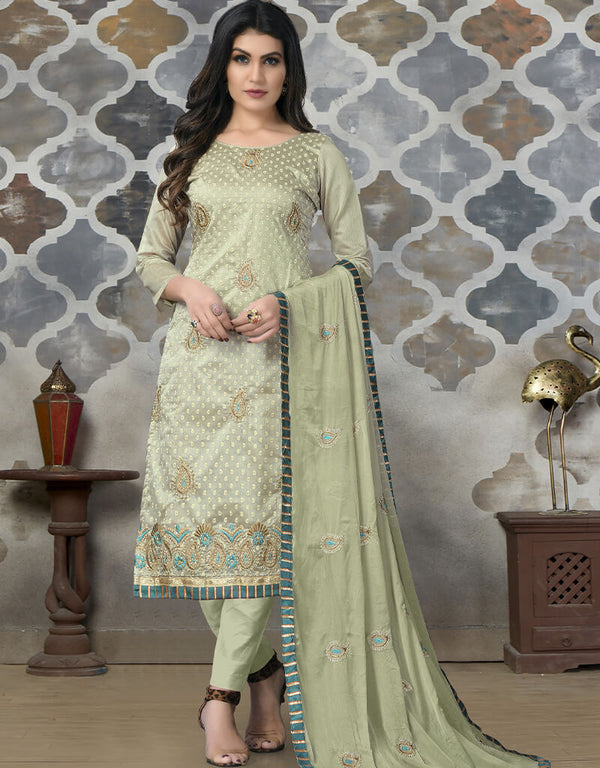 Green Modal Chanderi Chudidar Salwar Suit