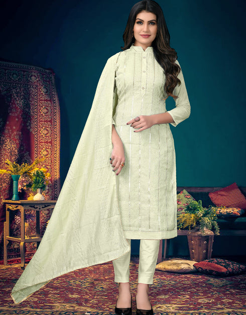 Beige Modal Chanderi Chudidar Salwar Suit