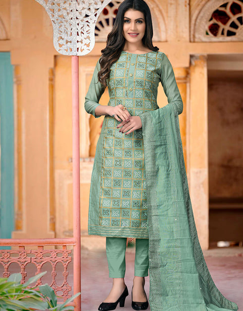 Green Modal Chanderi Chudidar Salwar Suit