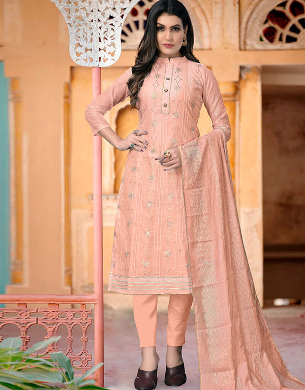 Pink Modal Chanderi Chudidar Salwar Suit