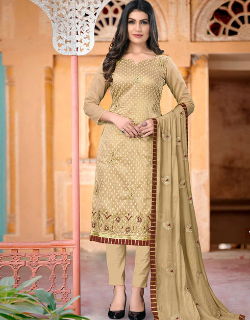 Brown Modal Chanderi Chudidar Salwar Suit
