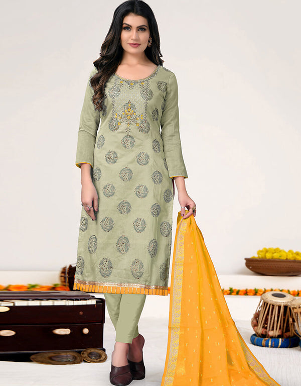 Green Modal Chanderi Chudidar Salwar Suit