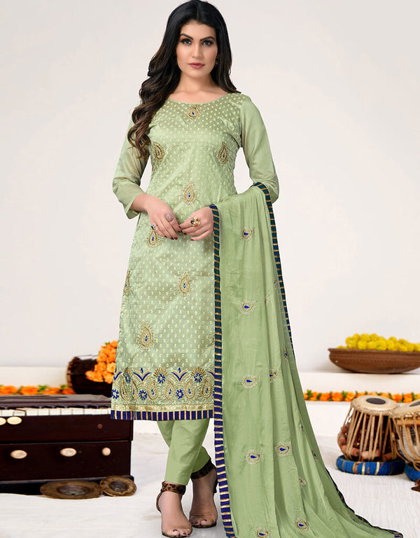 Green Modal Chanderi Chudidar Salwar Suit