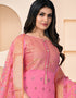 Pink Banarasi Jacquard Chudidar Salwar Suit Closure View