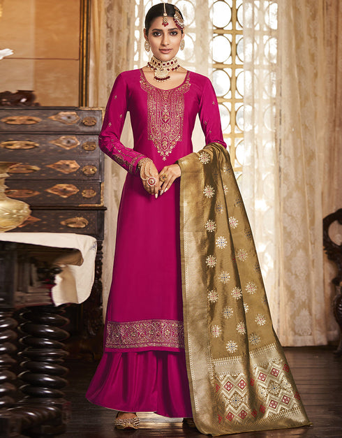 Purple Soarer Crape Palazzo Suit