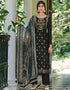 Black Pure Viscose Russian Silk Jacquard Pant Suit