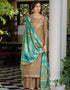 Brown Pure Viscose Russian Silk Jacquard Palazzo Suit
