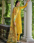 Yellow Pure Viscose Russian Silk Jacquard Pant Suit