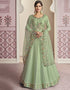 Pista Russian Silk Embroidery Work Anarkali Anarkali