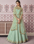 Light Green Russian Silk Embroidery Work Anarkali Anarkali