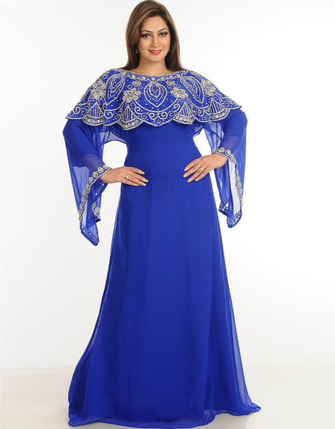 Women Red Georgette Hand Zari Embroidery Kaftan