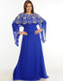 Women Royal Blue Georgette Hand Embroidery Party Wear Kaftan